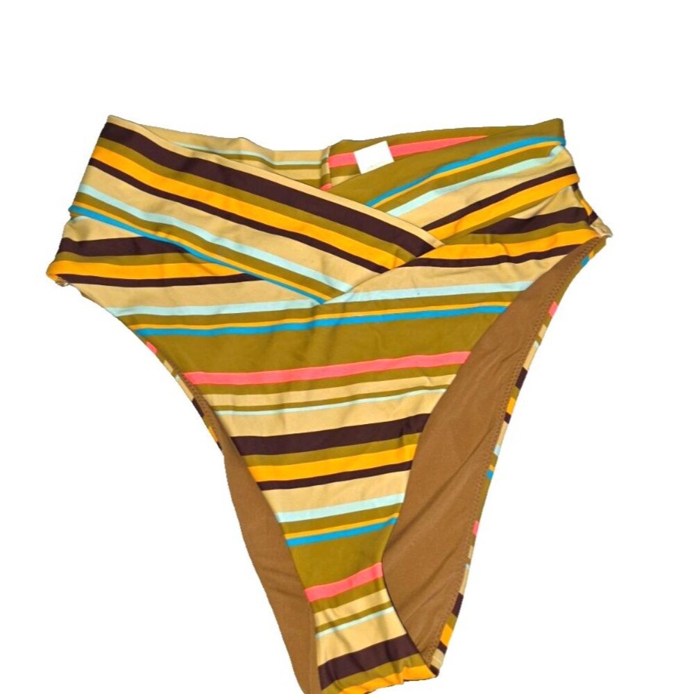 Aeire High Cut Cheeky Brown Orange Bathing Suit Bottom NEW Size Medium M